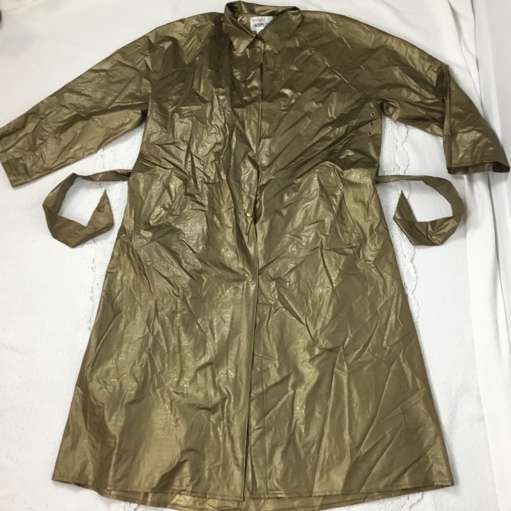 Vintage 80s Kenn Sporn for Wippette Trench Raincoat 100% Vinyl L